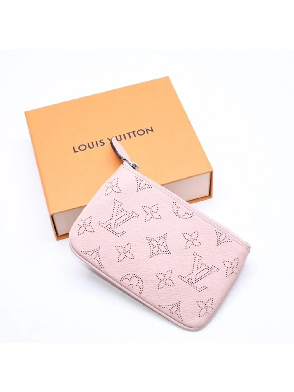 Louis Vuitton Pochette Cles Coin Purse Monogram Mahina Salmon Pink